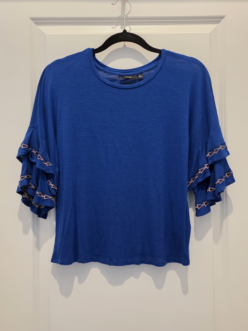 Apt. 9 Royal Blue Ruffle Sleeve Tee